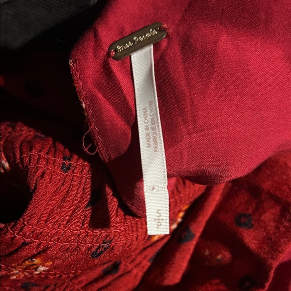 Free People Red Floral Long Sleeve Womens Dress Size Small - Picture 6 of 6